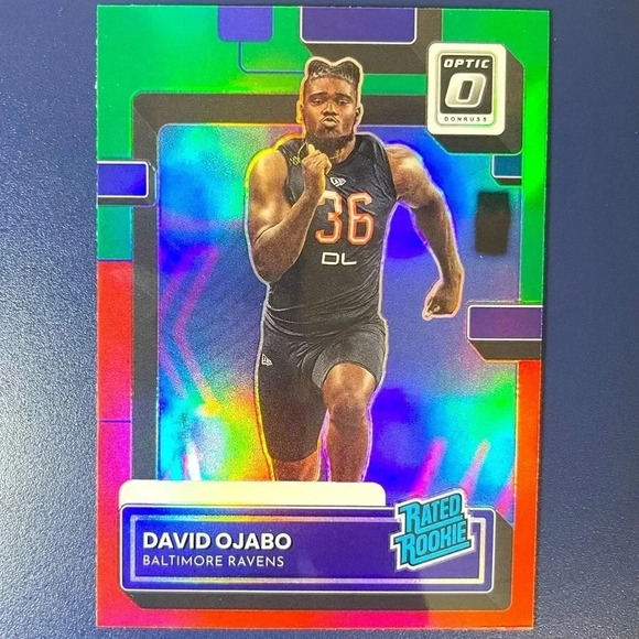 David Ojabo Rated Rookie Red Green Prizm Baltimore Ravens 2022 Panini Optic - Picture 1 of 2